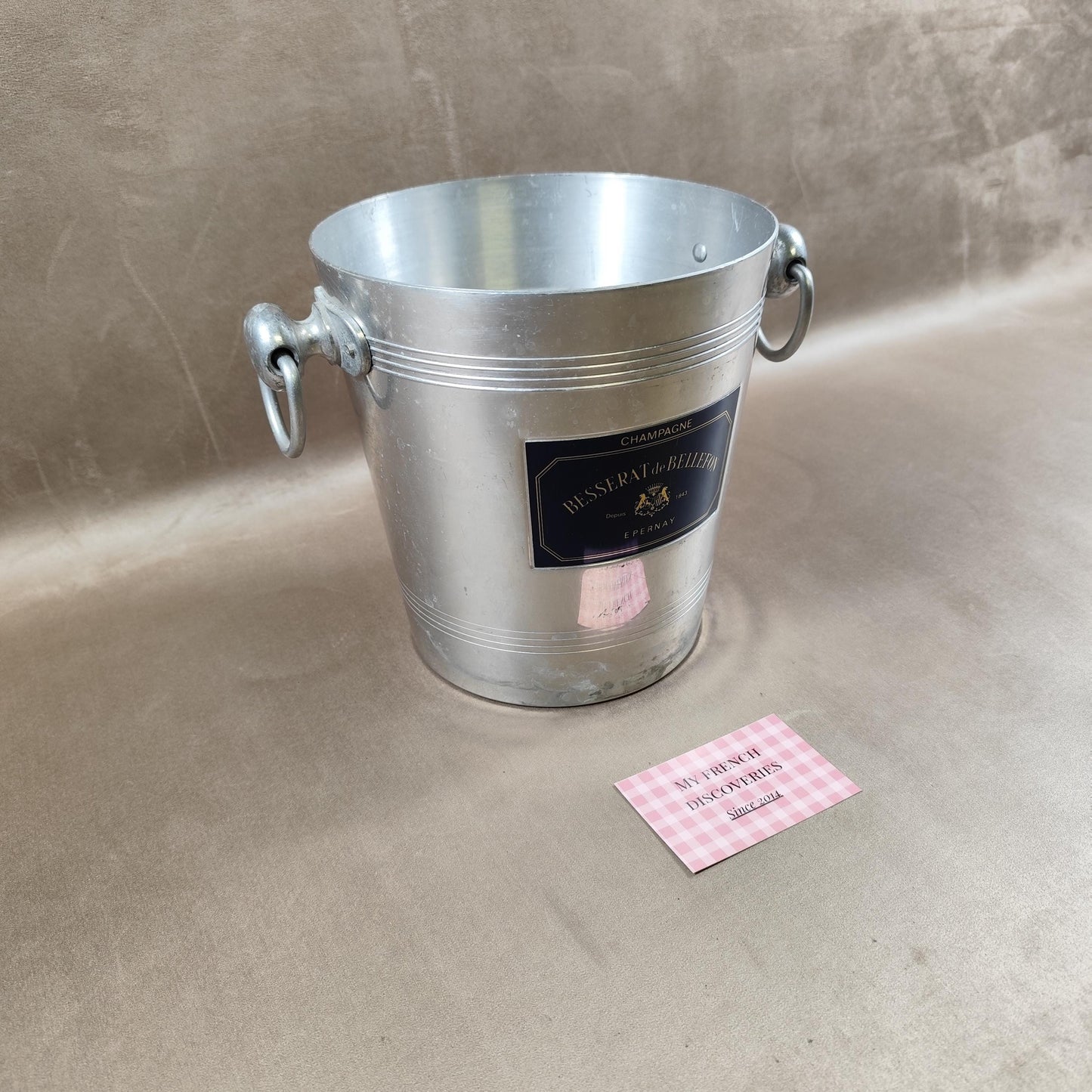 Seau à champagne Besserat de Bellefon en aluminium Argit Epernay Vintage français
