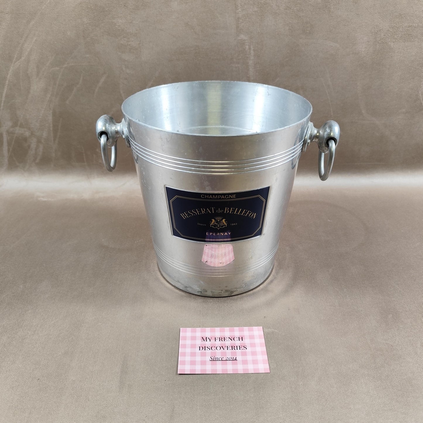 Seau à champagne Besserat de Bellefon en aluminium Argit Epernay Vintage français