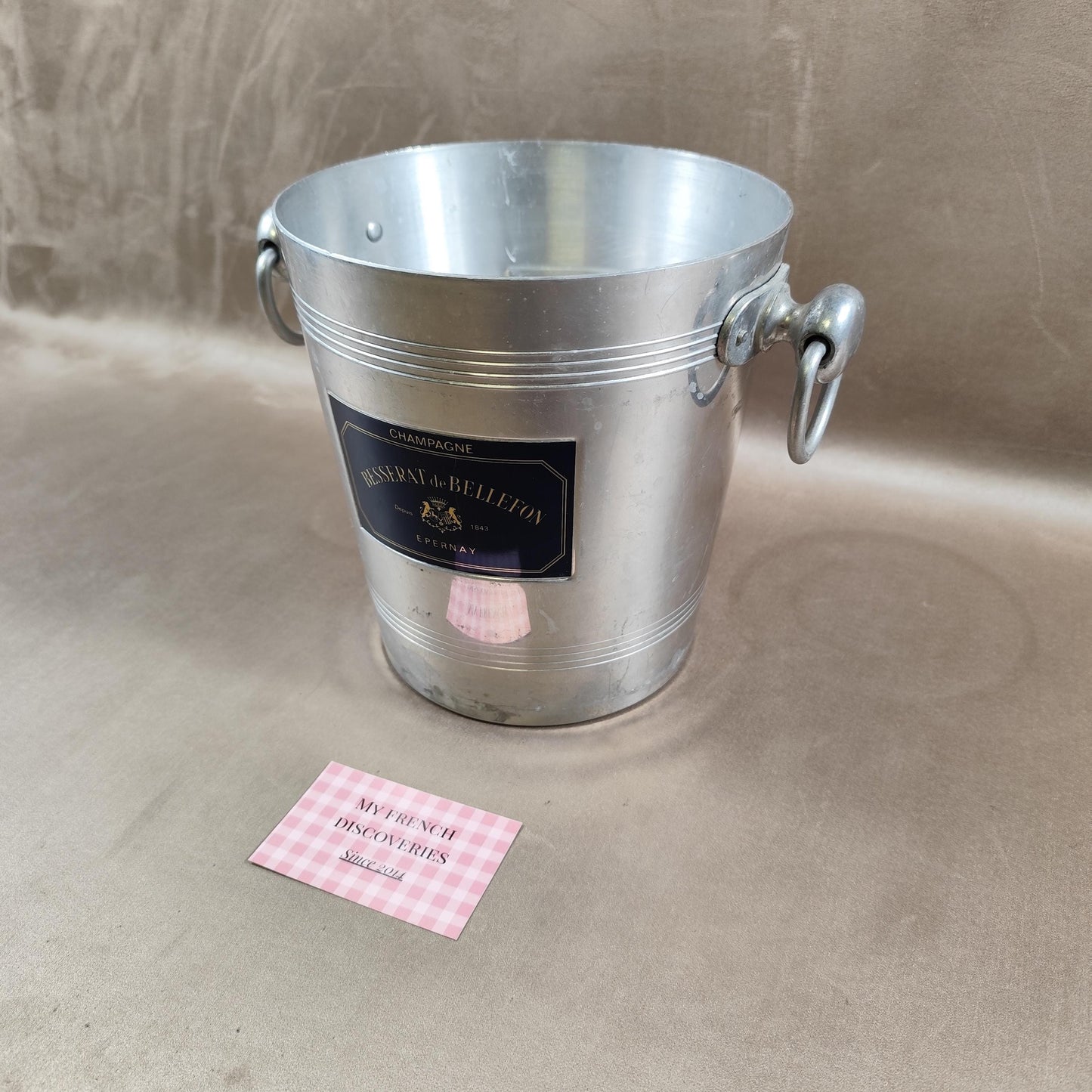 Seau à champagne Besserat de Bellefon en aluminium Argit Epernay Vintage français