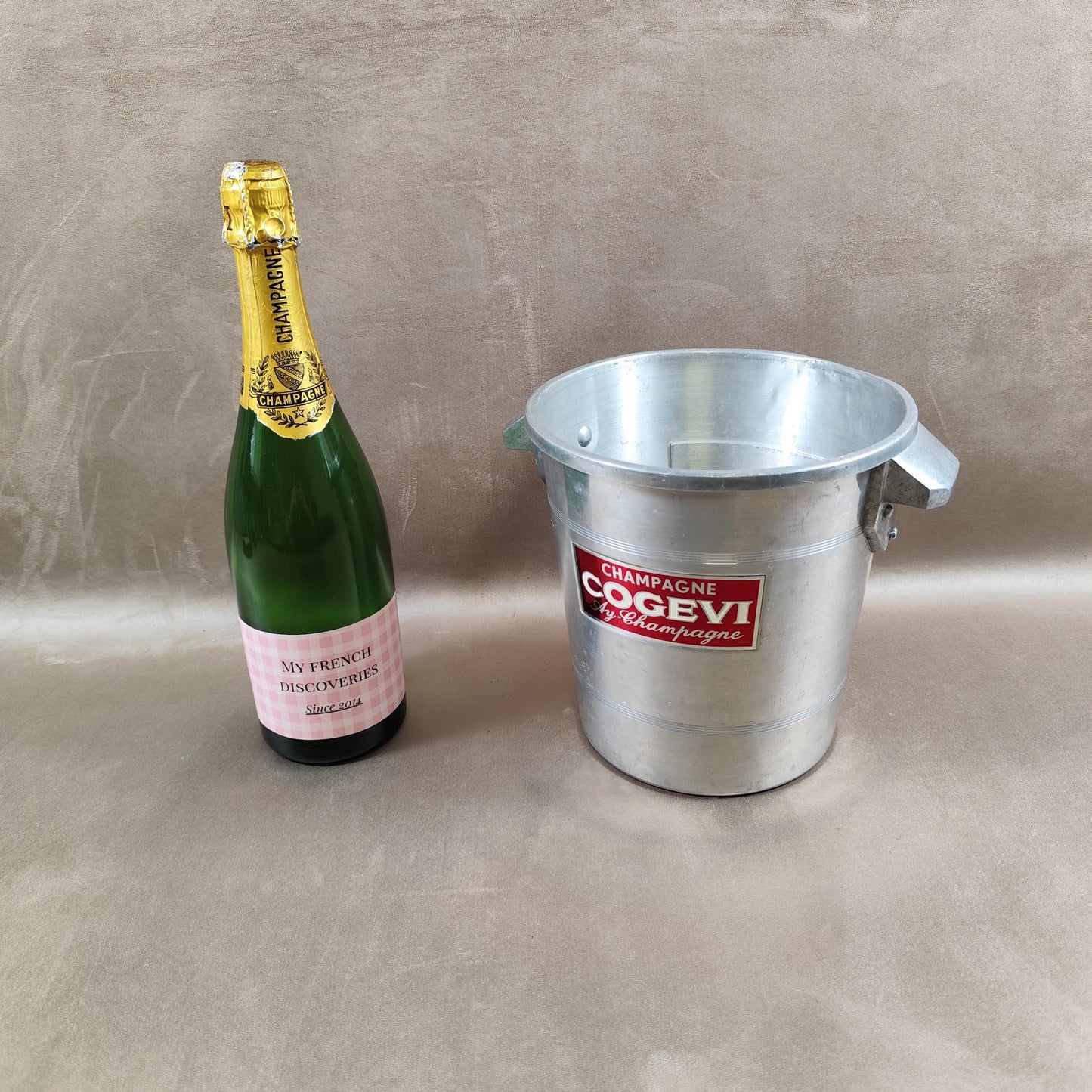 Seau à champagne Cogevi Ay-Champagne en aluminium Vintage français