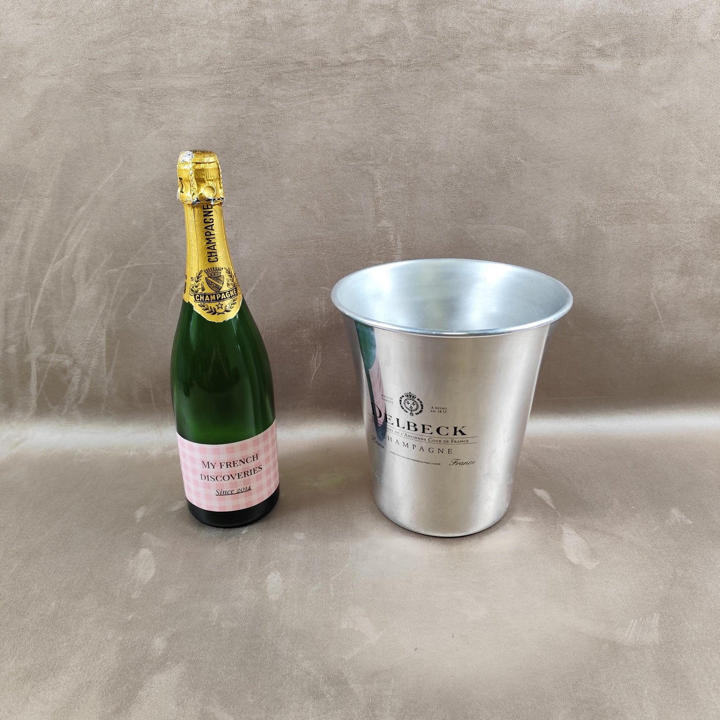 Seau à champagne Delbeck en aluminium Reims Maison fondée en 1832