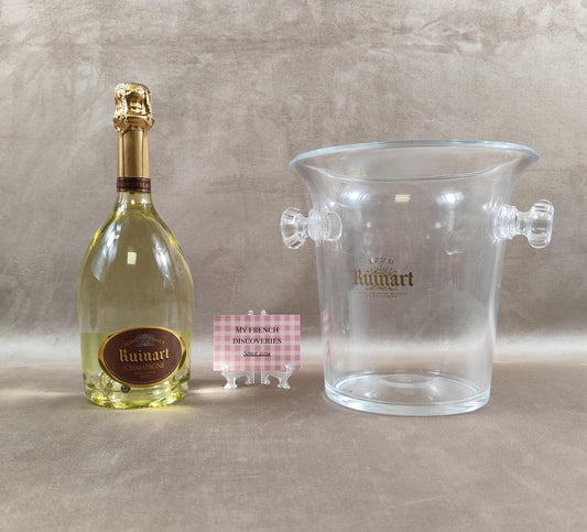 Seau à champagne Ruinart en plastique transparent Rafraîchisseur publicitaire Vintage