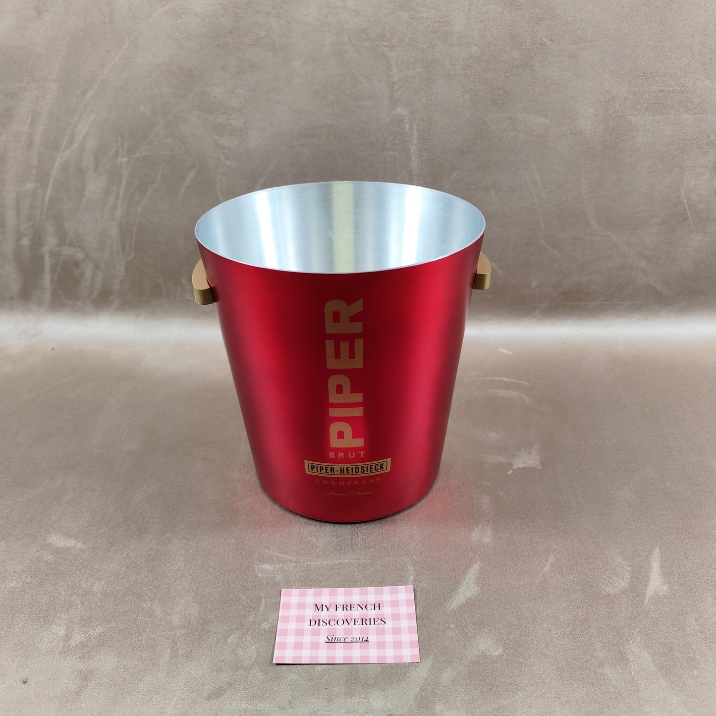 Seau à champagne Piper-Heidsieck en aluminium rouge Publicitaire Brut