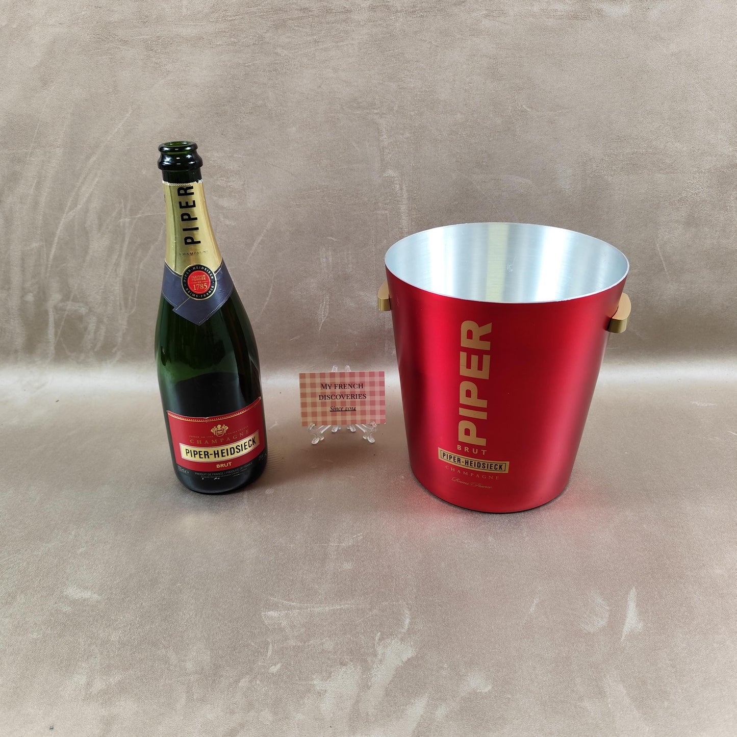 Seau à champagne Piper-Heidsieck en aluminium rouge Publicitaire Brut