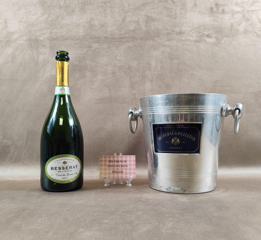 Seau à champagne Besserat de Bellefon en aluminium Argit Epernay Vintage français
