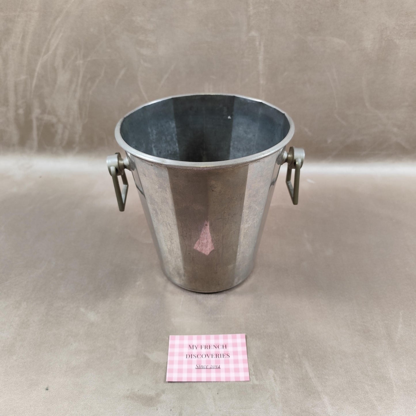 RARE Seau à champagne Henri Abelé par André Leroy T.L en métal Vintage