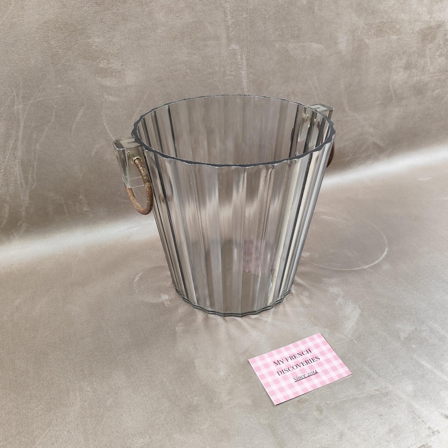 Seau à champagne Mercier en plastique transparent Modèle cannelé Vintage