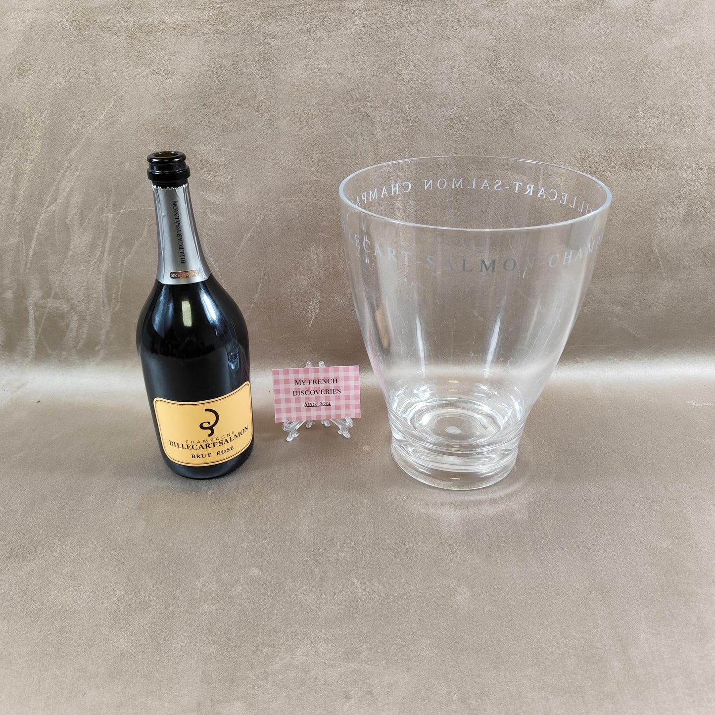 Seau à champagne Billecart-Salmon en plastique transparent Modèle conique Vintage