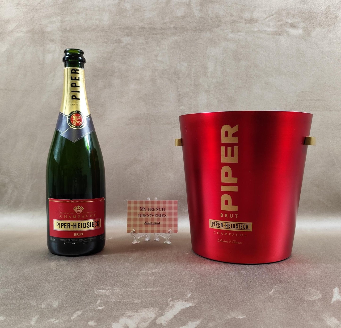 Seau à champagne Piper-Heidsieck en aluminium rouge Publicitaire Brut