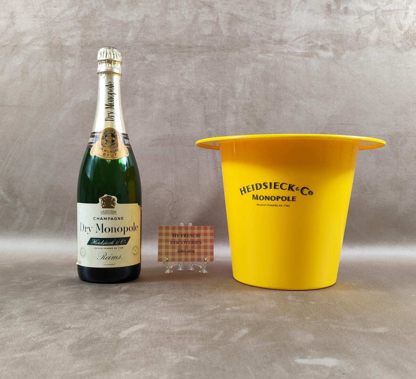 Seau à champagne Heidsieck & Co Monopole jaune Publicitaire Vintage