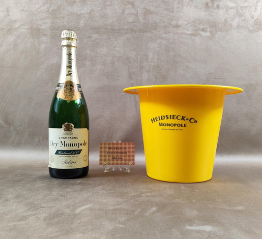 Seau à champagne Heidsieck & Co Monopole jaune Publicitaire Vintage