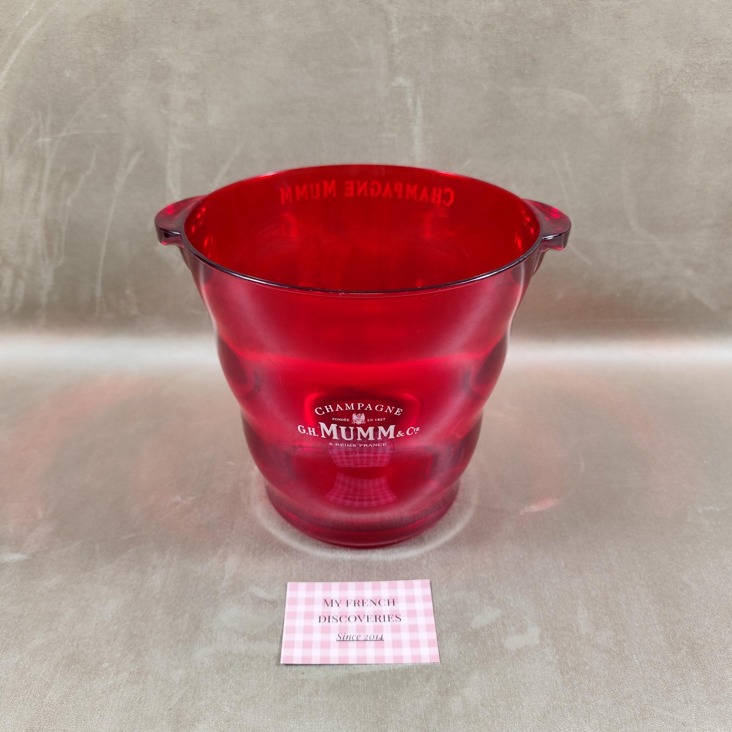 Seau à champagne G.H. Mumm & Cie rouge transparent Publicitaire Vintage