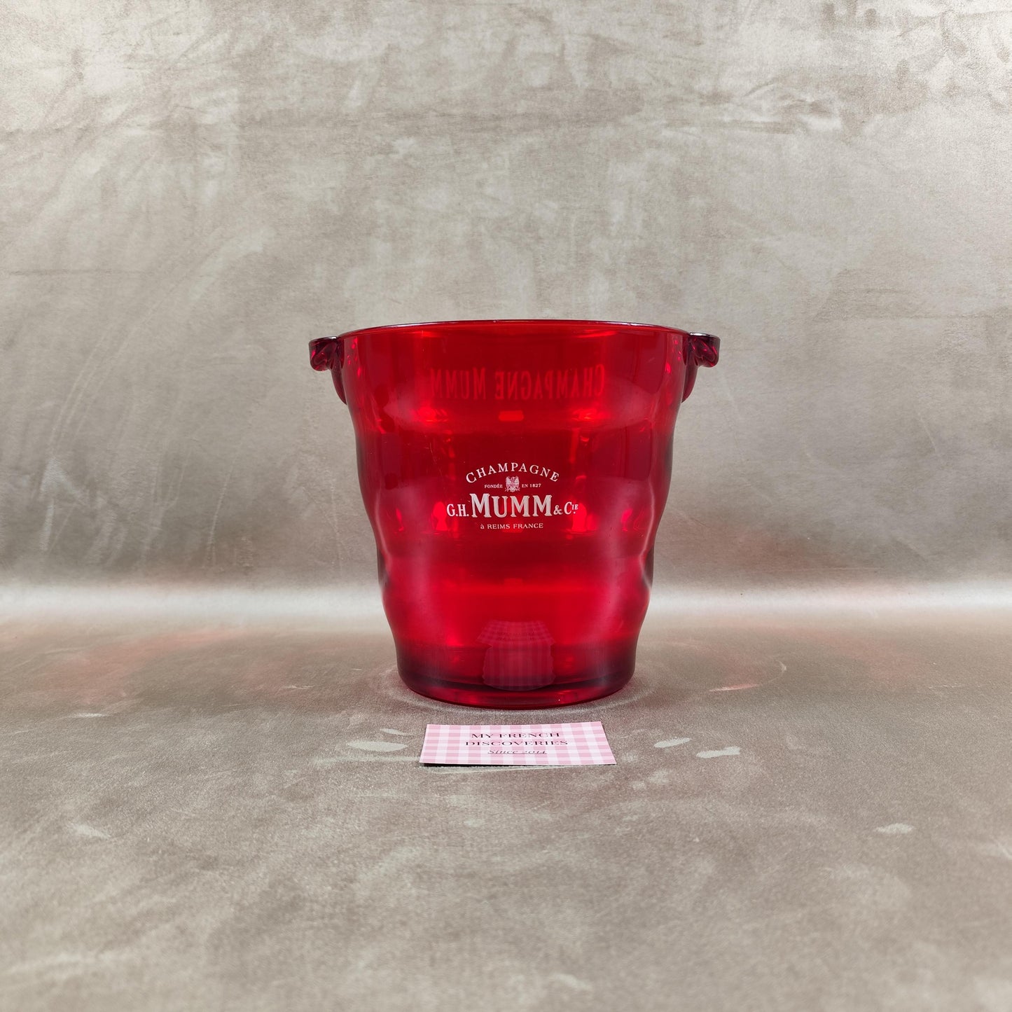 Seau à champagne G.H. Mumm & Cie rouge transparent Publicitaire Vintage