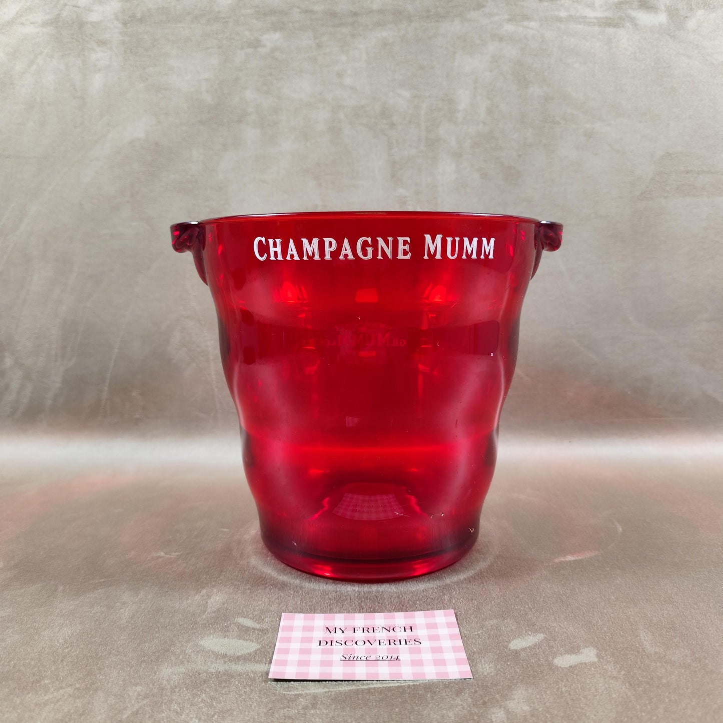 Seau à champagne G.H. Mumm & Cie rouge transparent Publicitaire Vintage