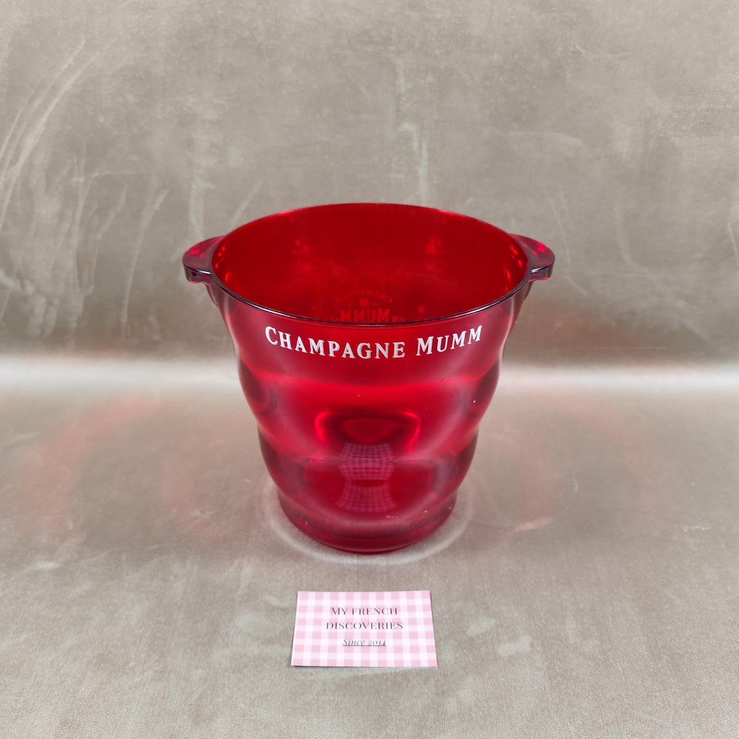Seau à champagne G.H. Mumm & Cie rouge transparent Publicitaire Vintage