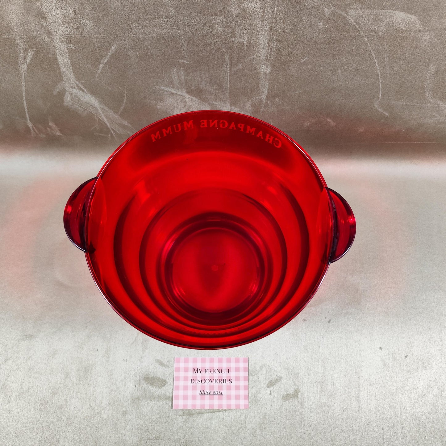 Seau à champagne G.H. Mumm & Cie rouge transparent Publicitaire Vintage