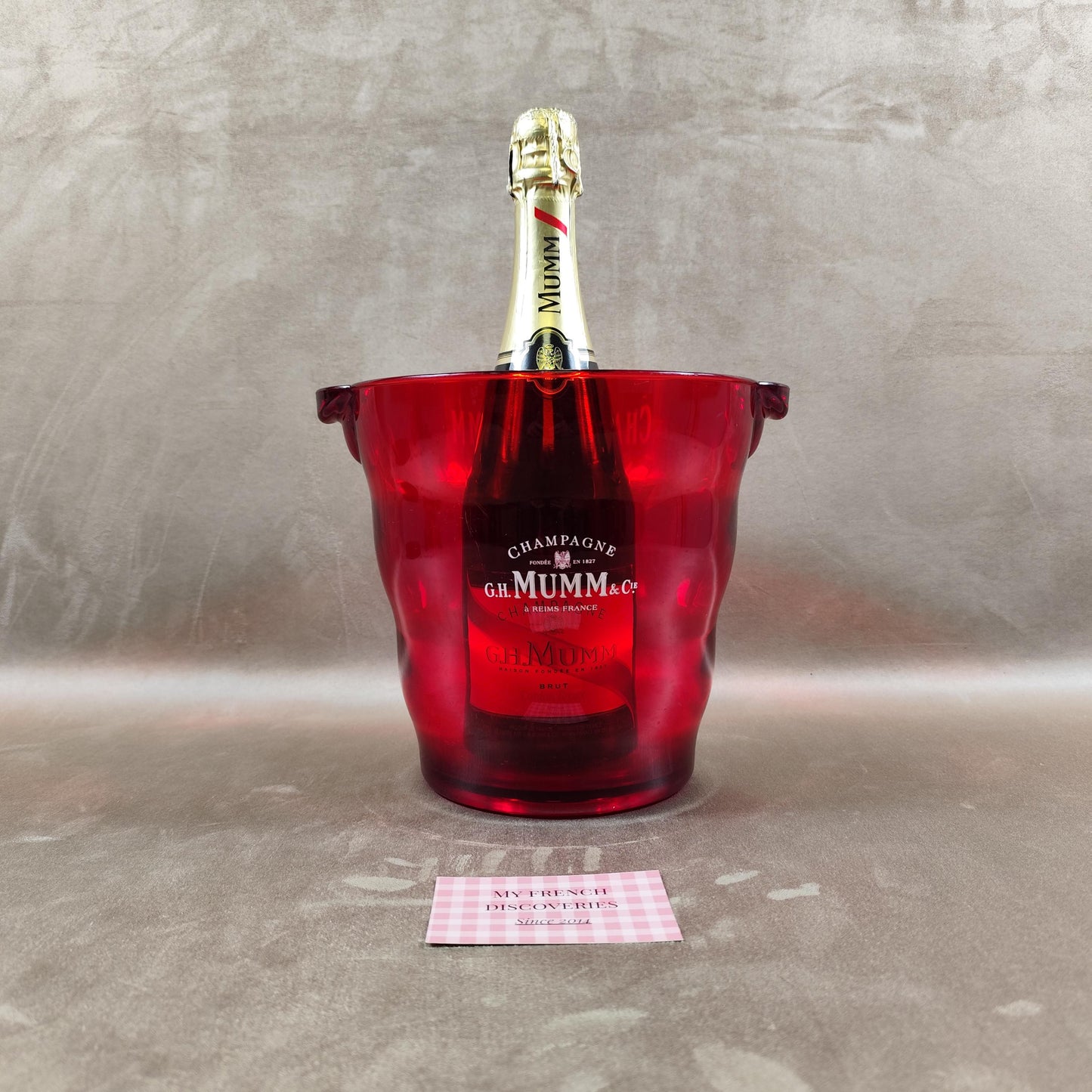 Seau à champagne G.H. Mumm & Cie rouge transparent Publicitaire Vintage