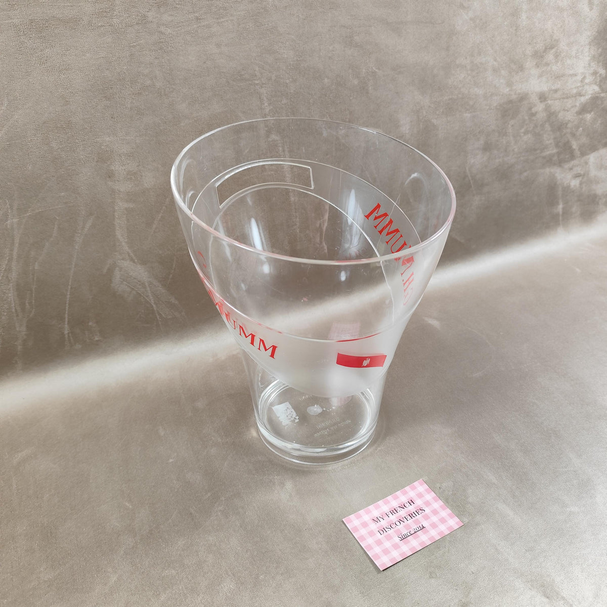 Grand seau à champagne G.H. Mumm transparent Plastique rigide Publicitaire