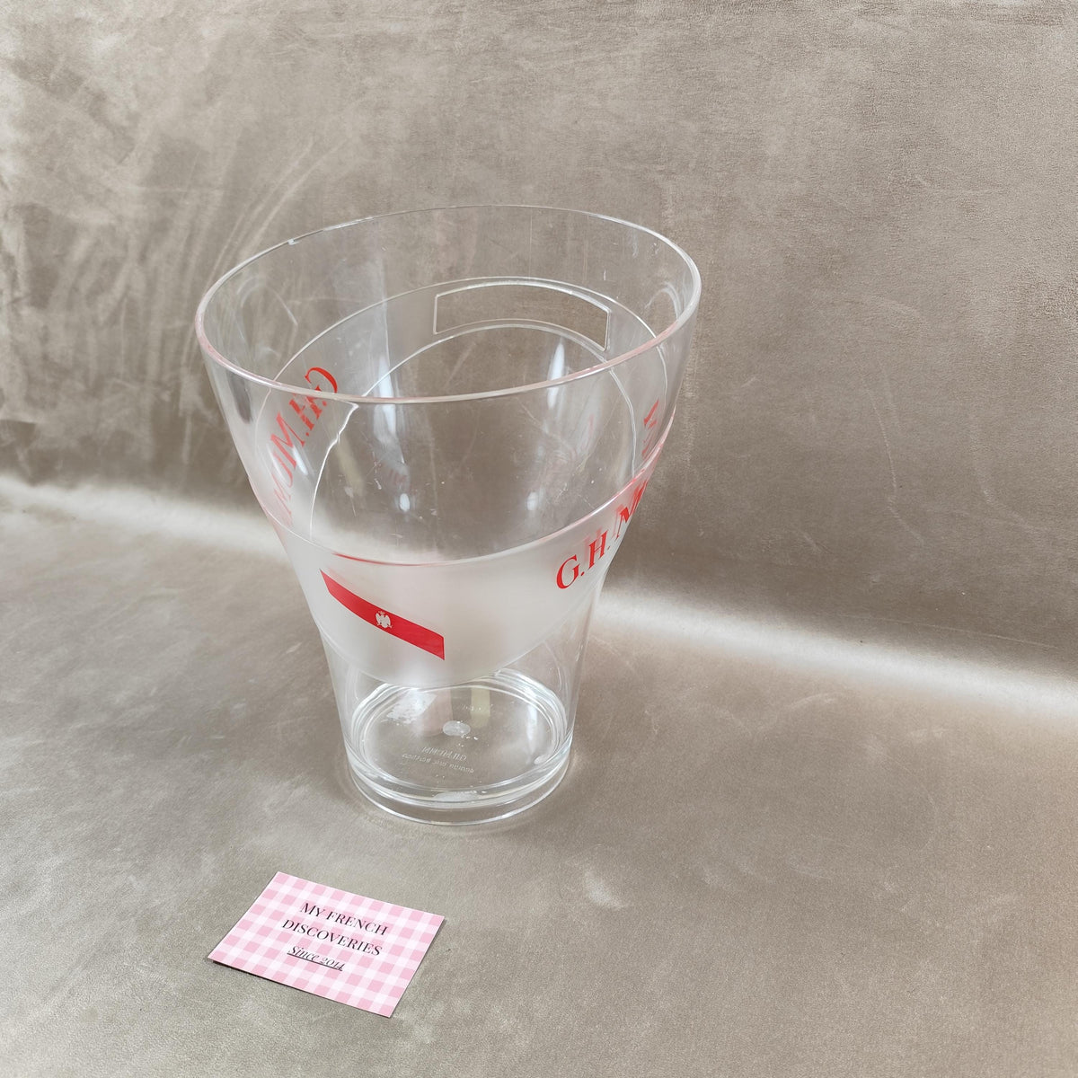Grand seau à champagne G.H. Mumm transparent Plastique rigide Publicitaire