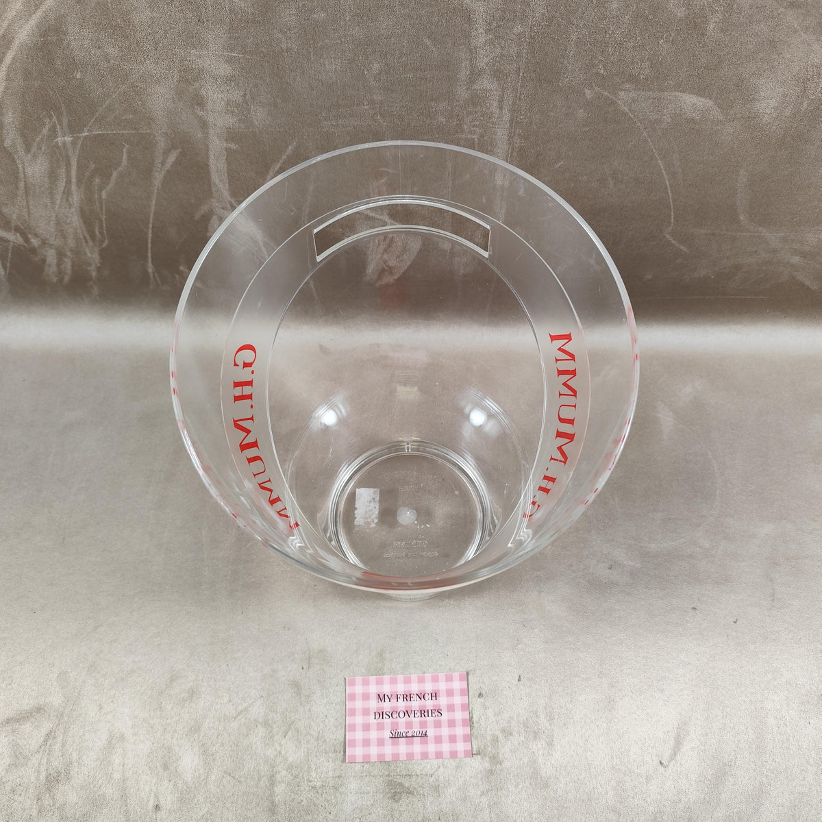 Grand seau à champagne G.H. Mumm transparent Plastique rigide Publicitaire