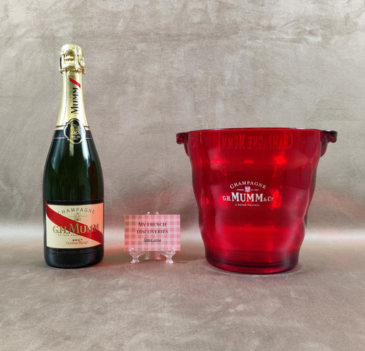 Seau à champagne G.H. Mumm & Cie rouge transparent Publicitaire Vintage