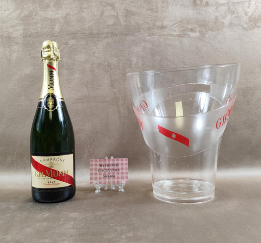 Grand seau à champagne G.H. Mumm transparent Plastique rigide Publicitaire