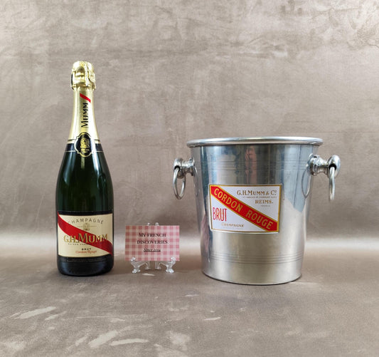 Seau à champagne G.H. Mumm Cordon Rouge en aluminium Publicitaire Vintage
