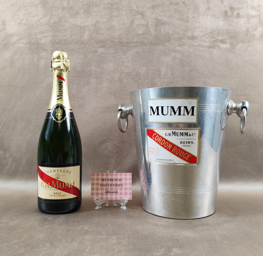 Seau à champagne G.H. Mumm Cordon Rouge en aluminium Double étiquette MUMM Vintage