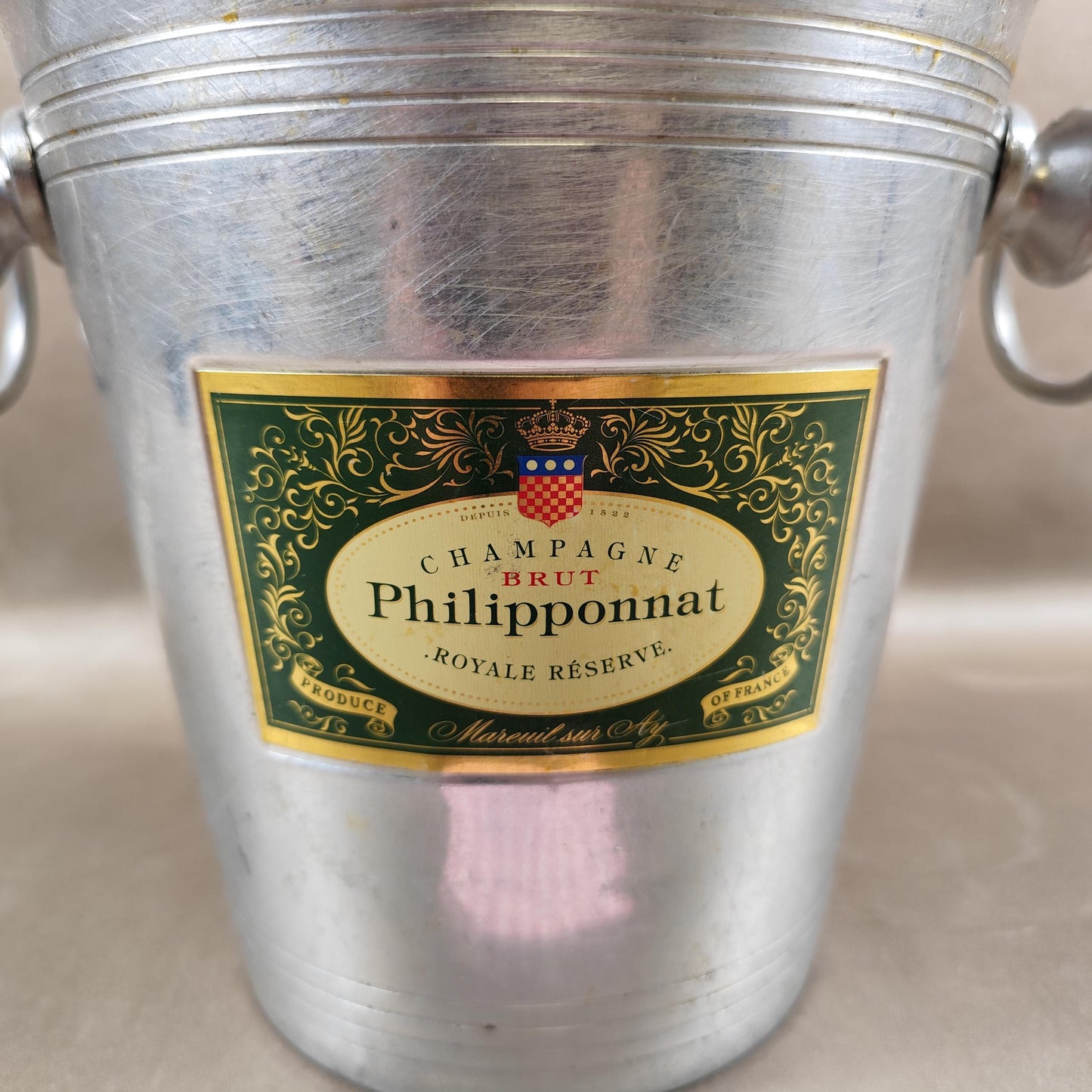 Seau à champagne Philipponnat en aluminium Royale Réserve Publicitaire Vintage