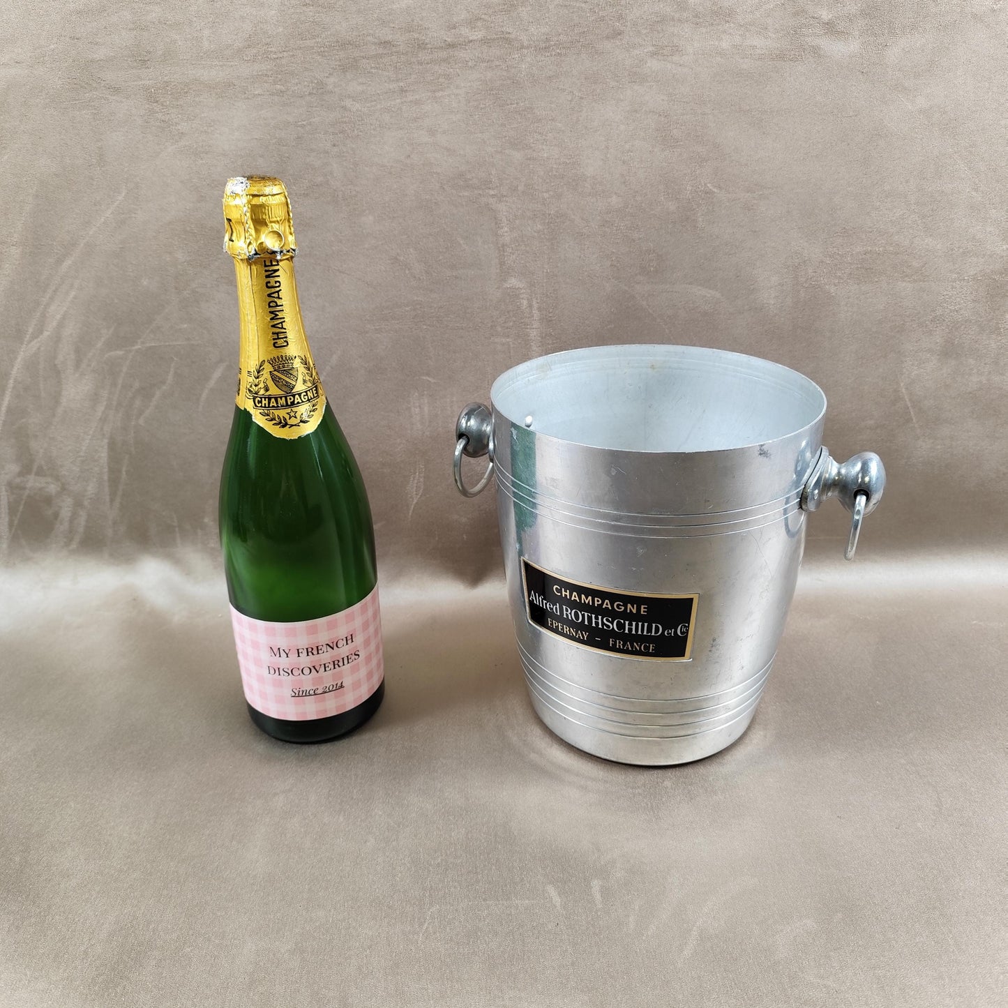 Seau à champagne Alfred Rothschild et Cie en aluminium Épernay Vintage