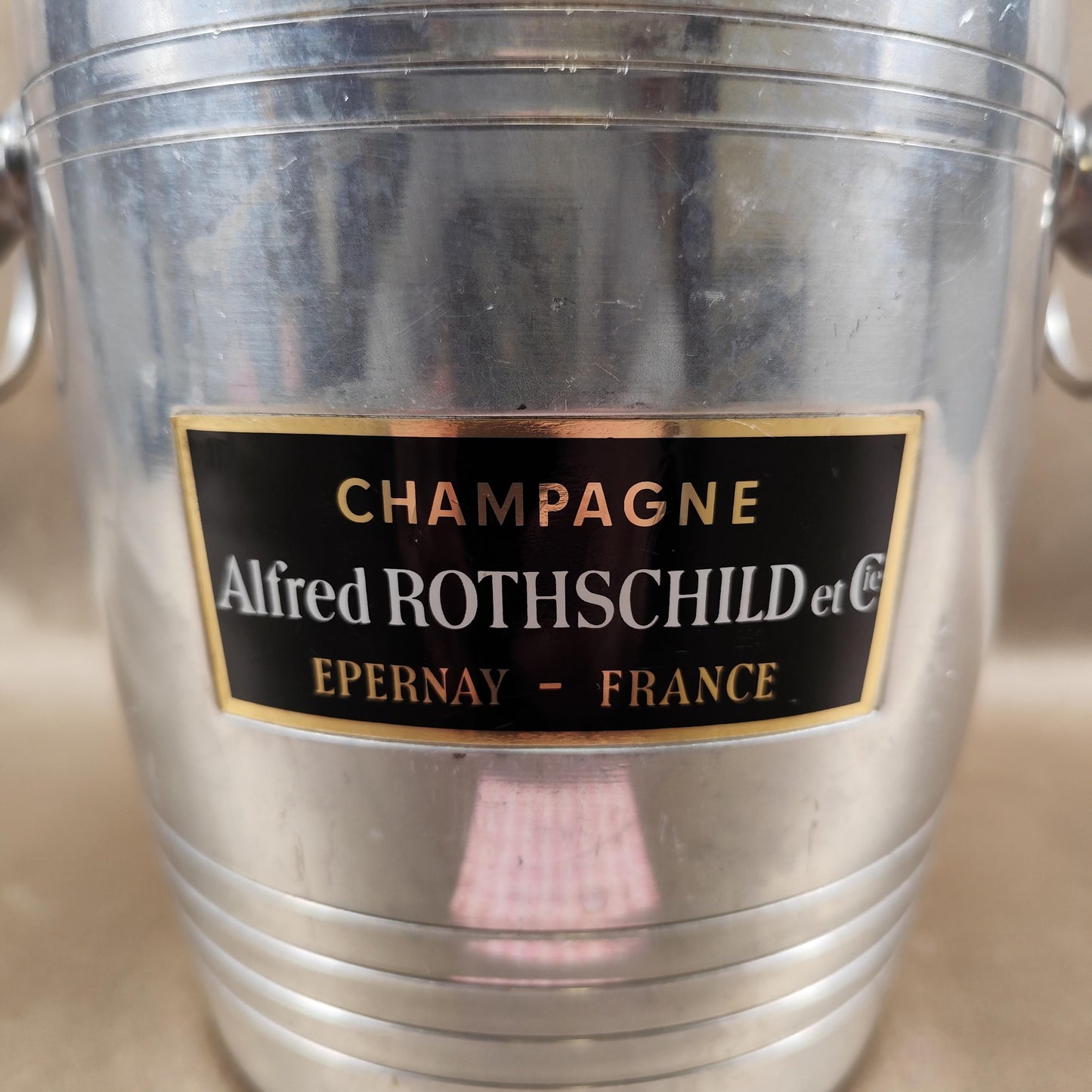 Seau à champagne Alfred Rothschild et Cie en aluminium Épernay Vintage