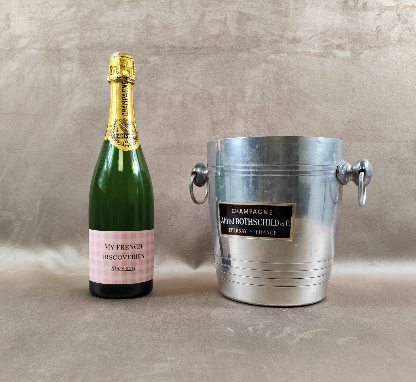 Seau à champagne Alfred Rothschild et Cie en aluminium Épernay Vintage