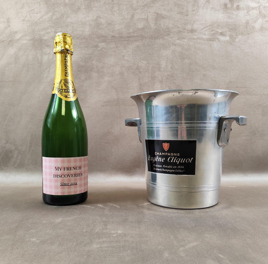 Seau à champagne Eugène Cliquot en aluminium Publicitaire Vintage