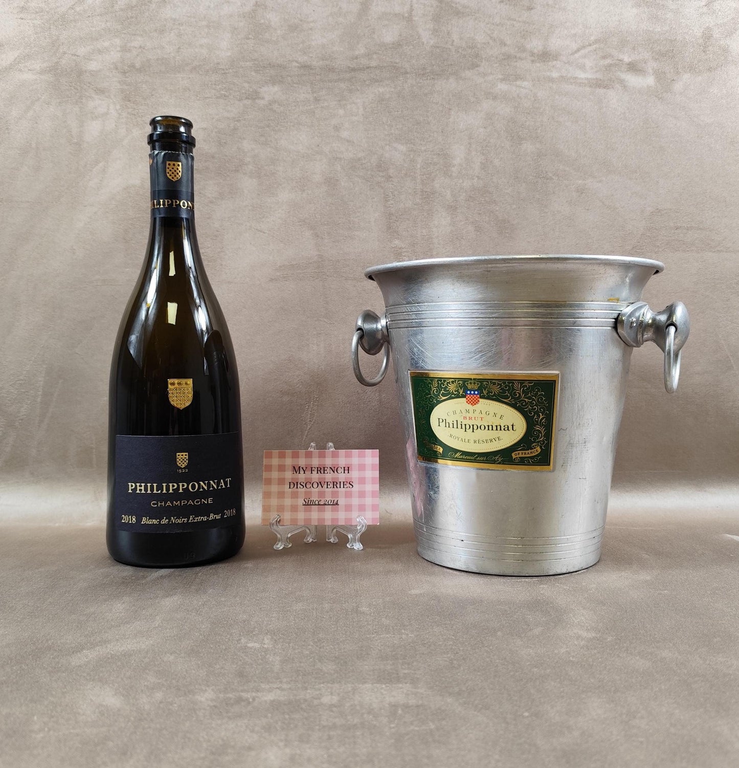 Seau à champagne Philipponnat en aluminium Royale Réserve Publicitaire Vintage