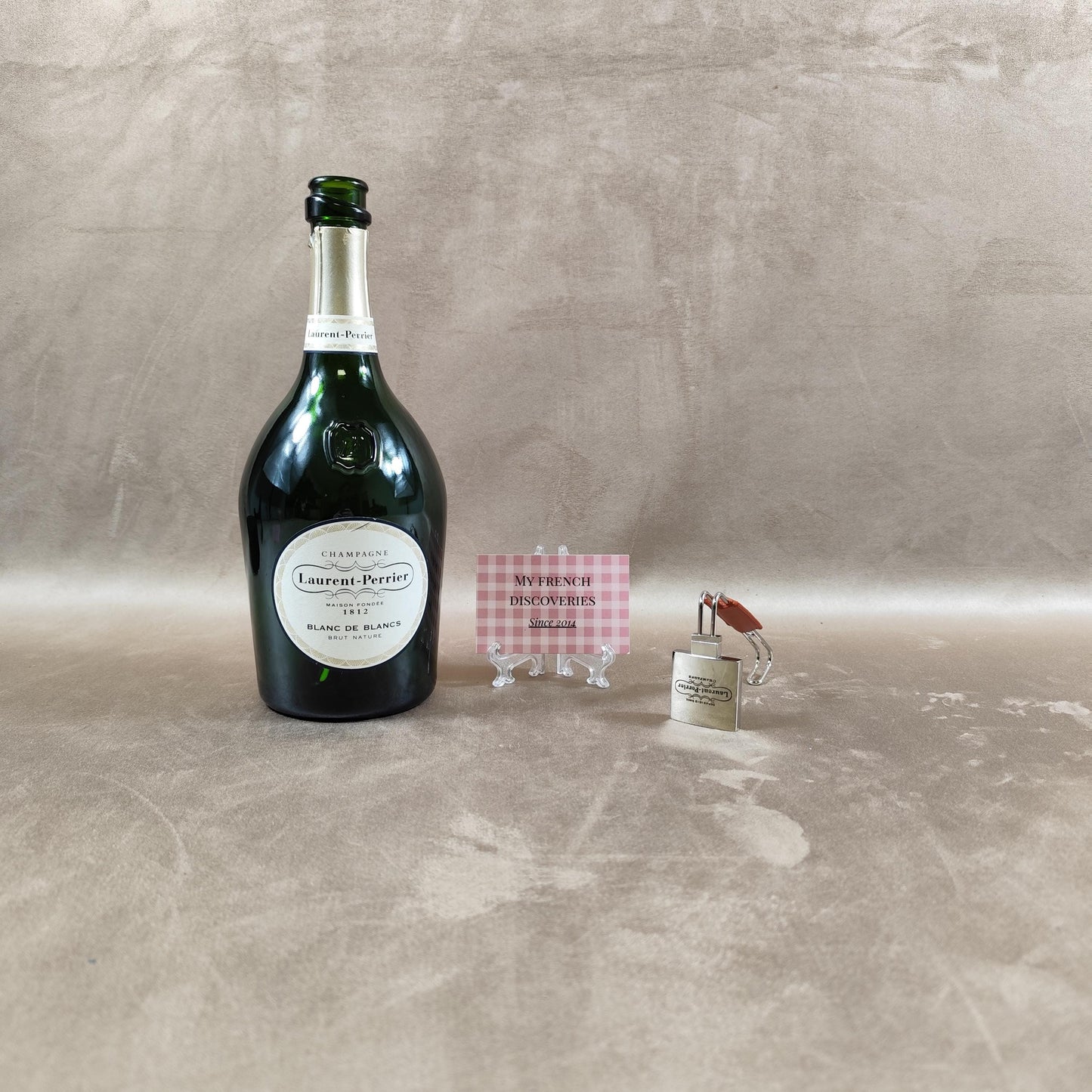 Accroche-sac de table Laurent-Perrier en métal chromé et effet cuir Accessoire publicitaire