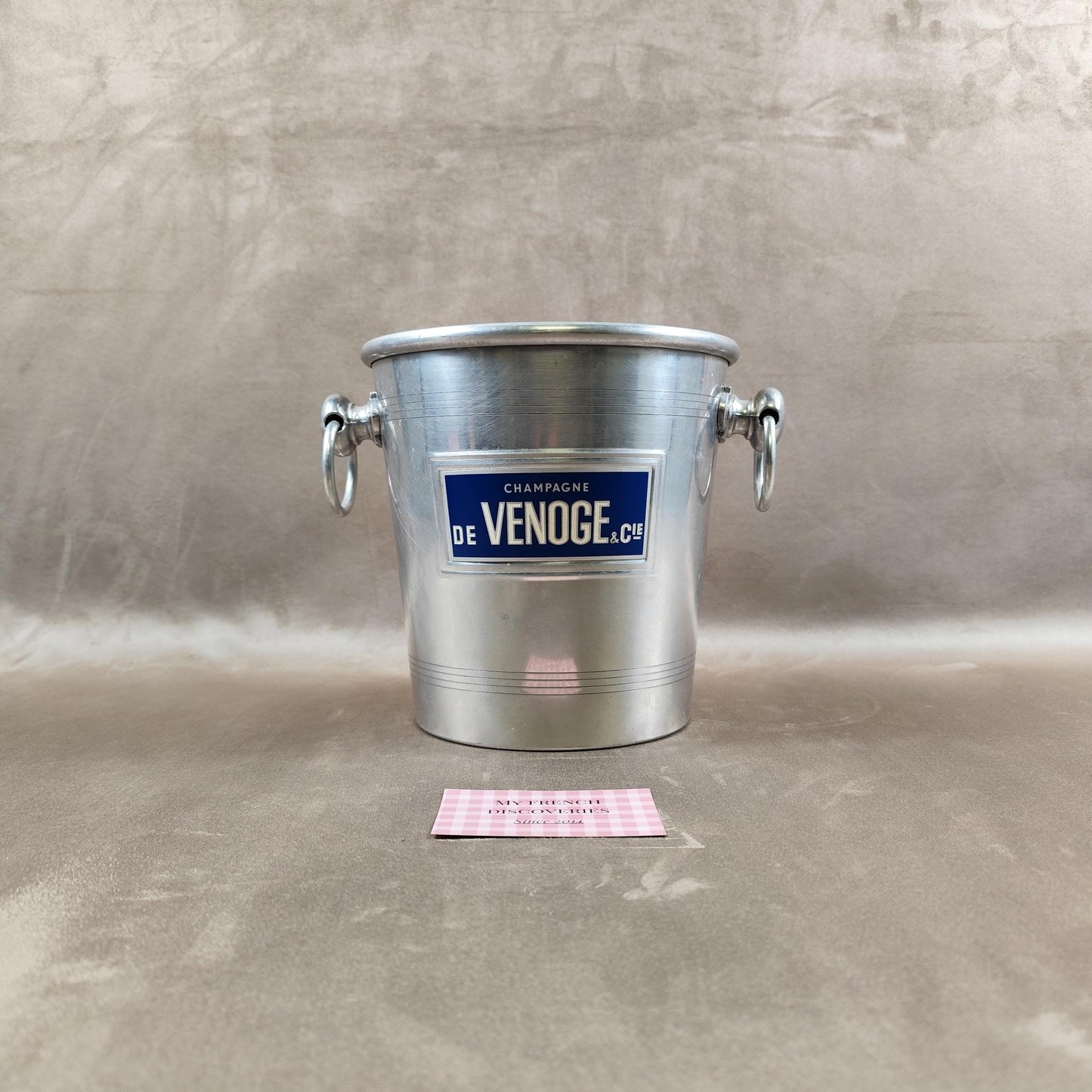 Seau à champagne De Venoge & Cie en aluminium Publicitaire Vintage