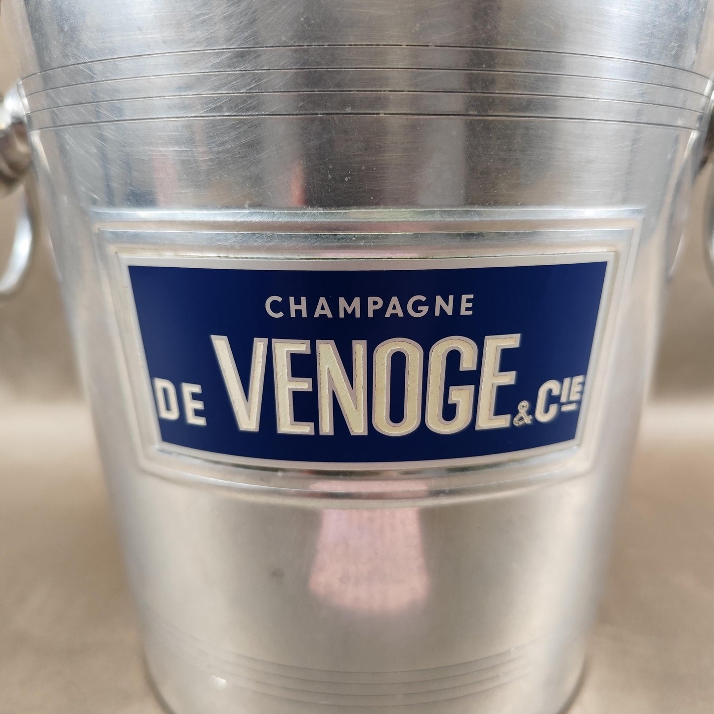Seau à champagne De Venoge & Cie en aluminium Publicitaire Vintage