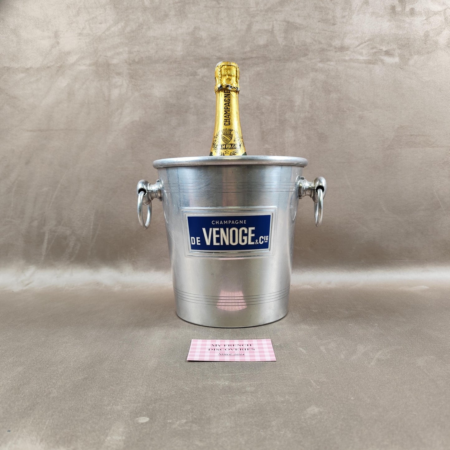 Seau à champagne De Venoge & Cie en aluminium Publicitaire Vintage