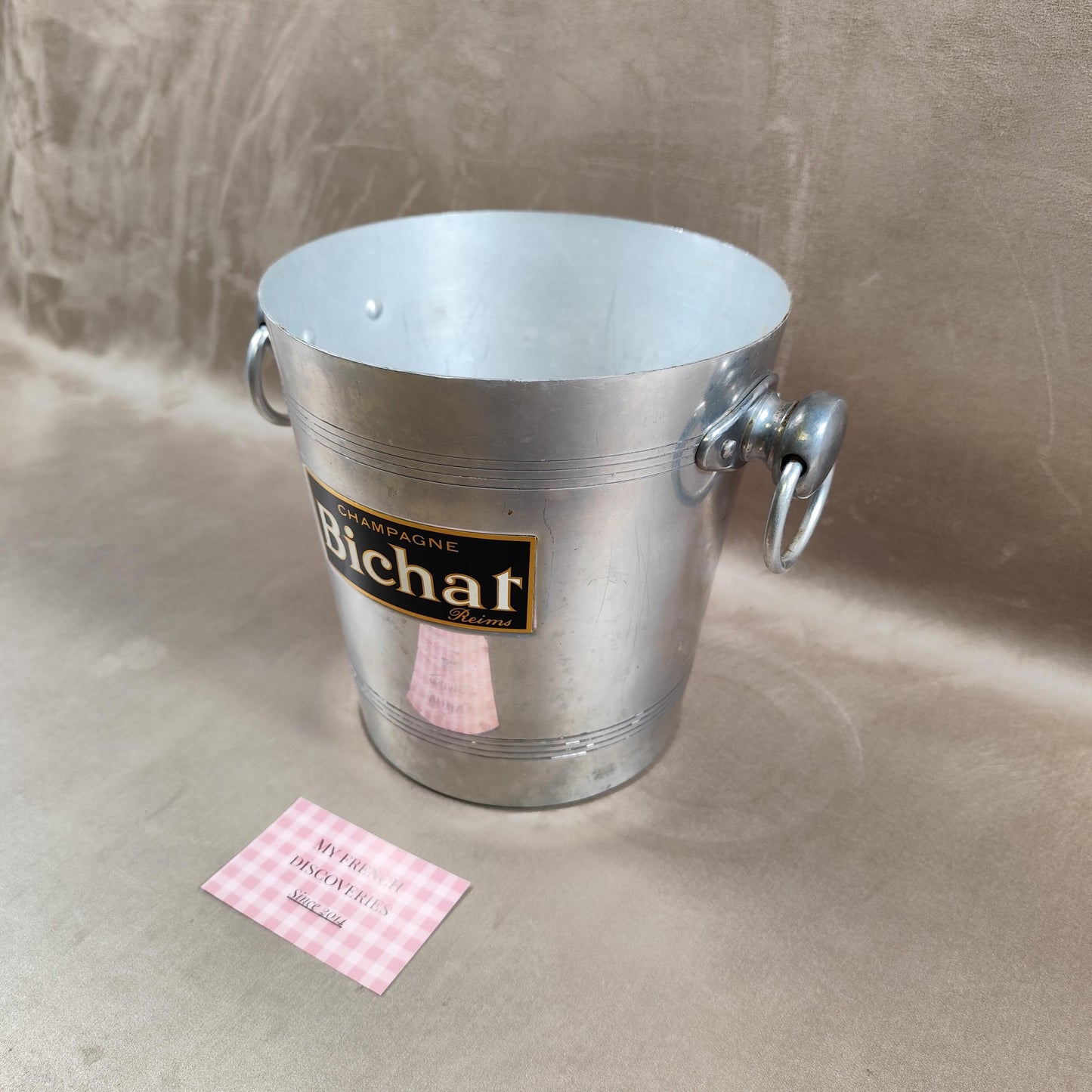 Seau à champagne Bichat Reims en aluminium Publicitaire Vintage