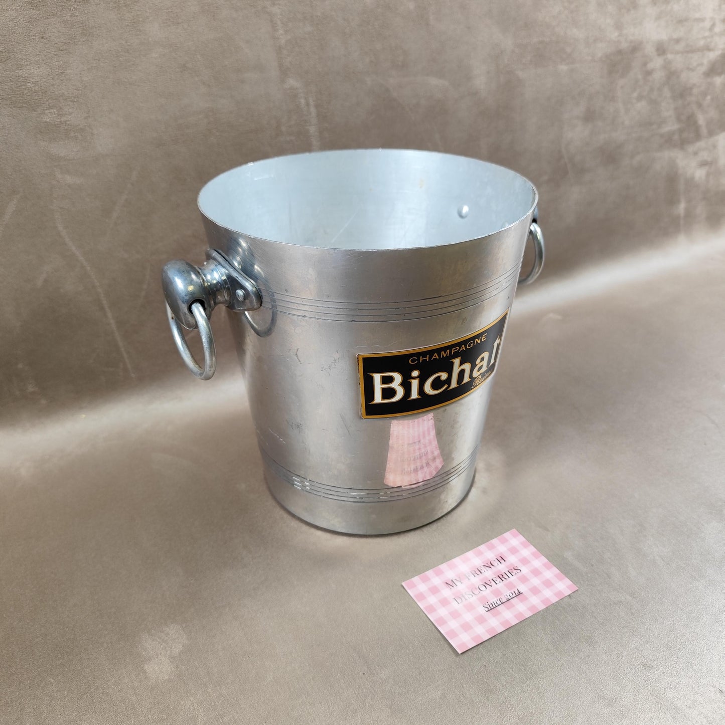 Seau à champagne Bichat Reims en aluminium Publicitaire Vintage