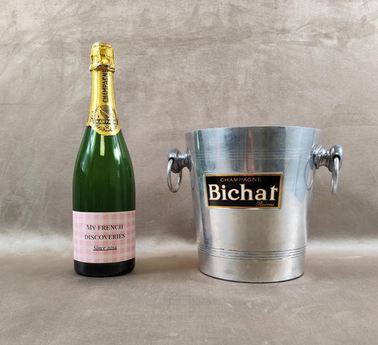 Seau à champagne Bichat Reims en aluminium Publicitaire Vintage