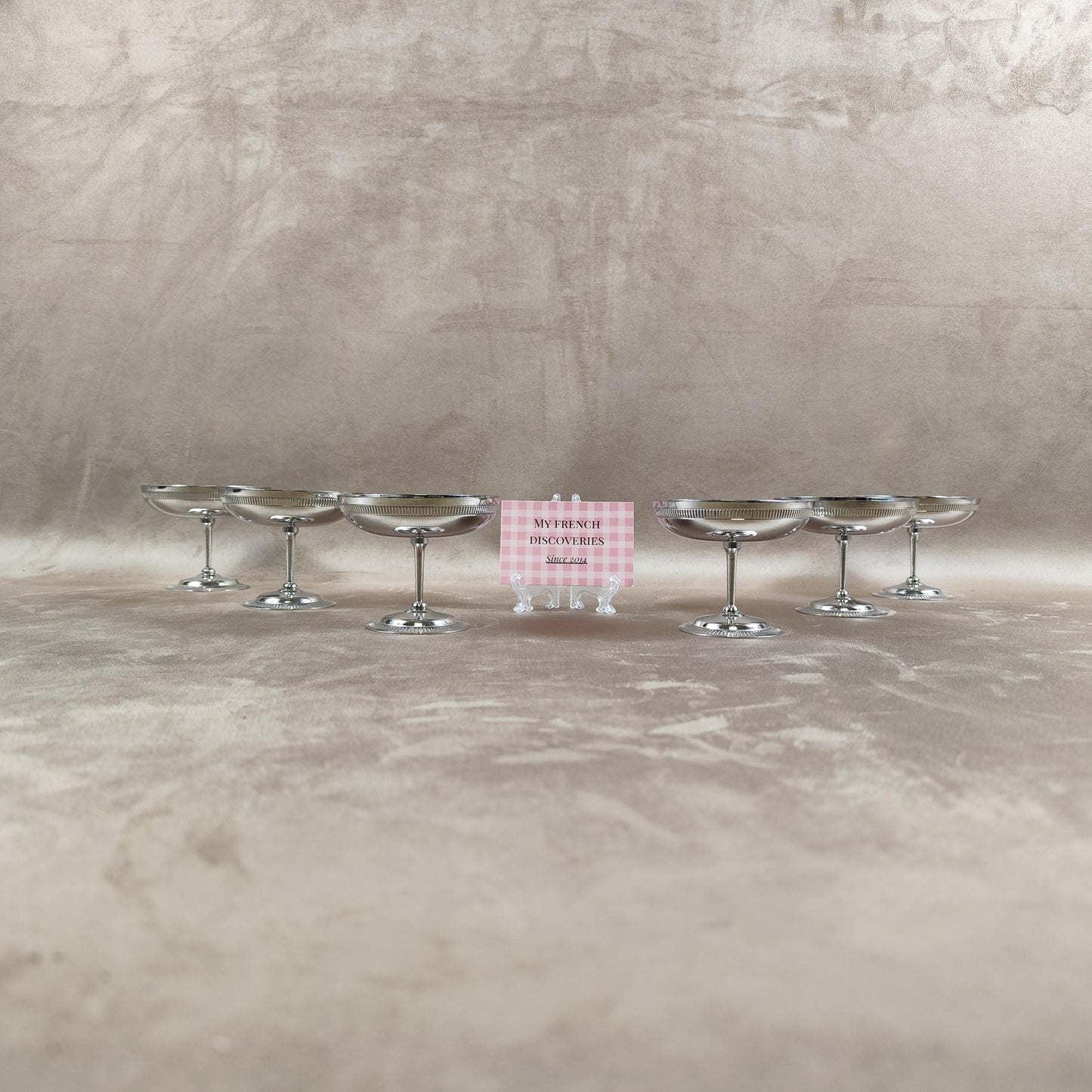 Lot de 6 coupes à glace en inox vintage Coupelles sur pied Art de la table rétro