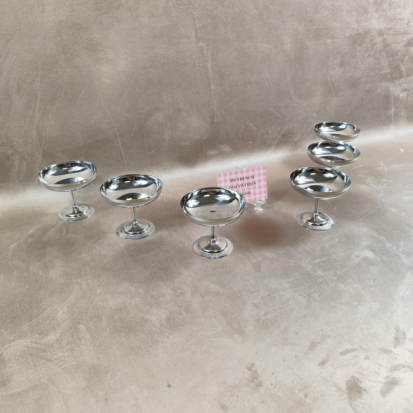 Lot de 6 coupes à glace en inox vintage Coupelles sur pied Art de la table rétro