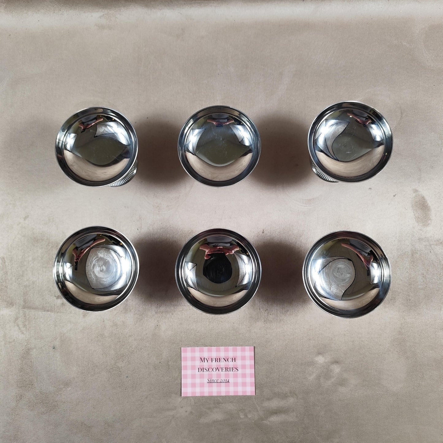 Lot de 6 coupes à glace en inox vintage Coupelles sur pied Art de la table rétro