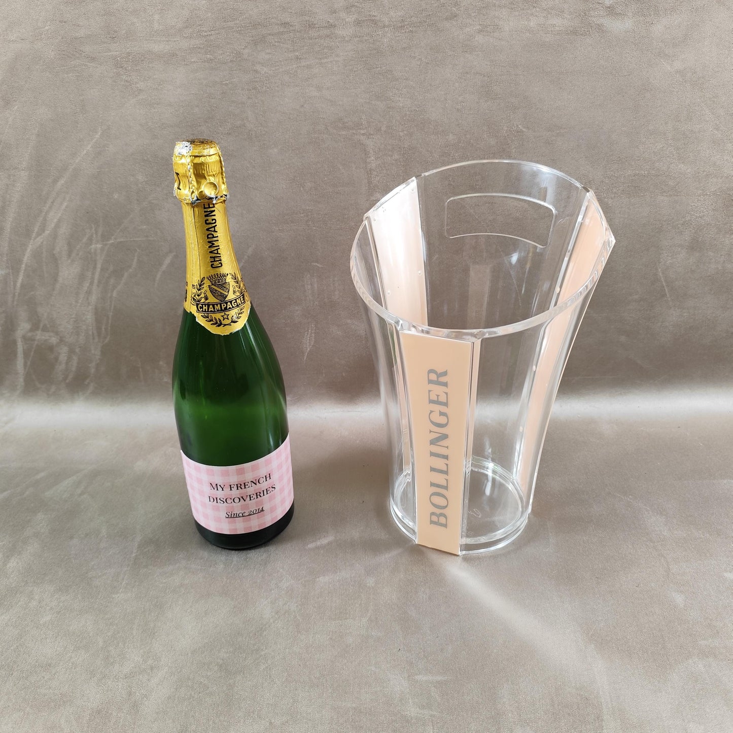 Seau à champagne Bollinger en plastique transparent Grand modèle Publicitaire