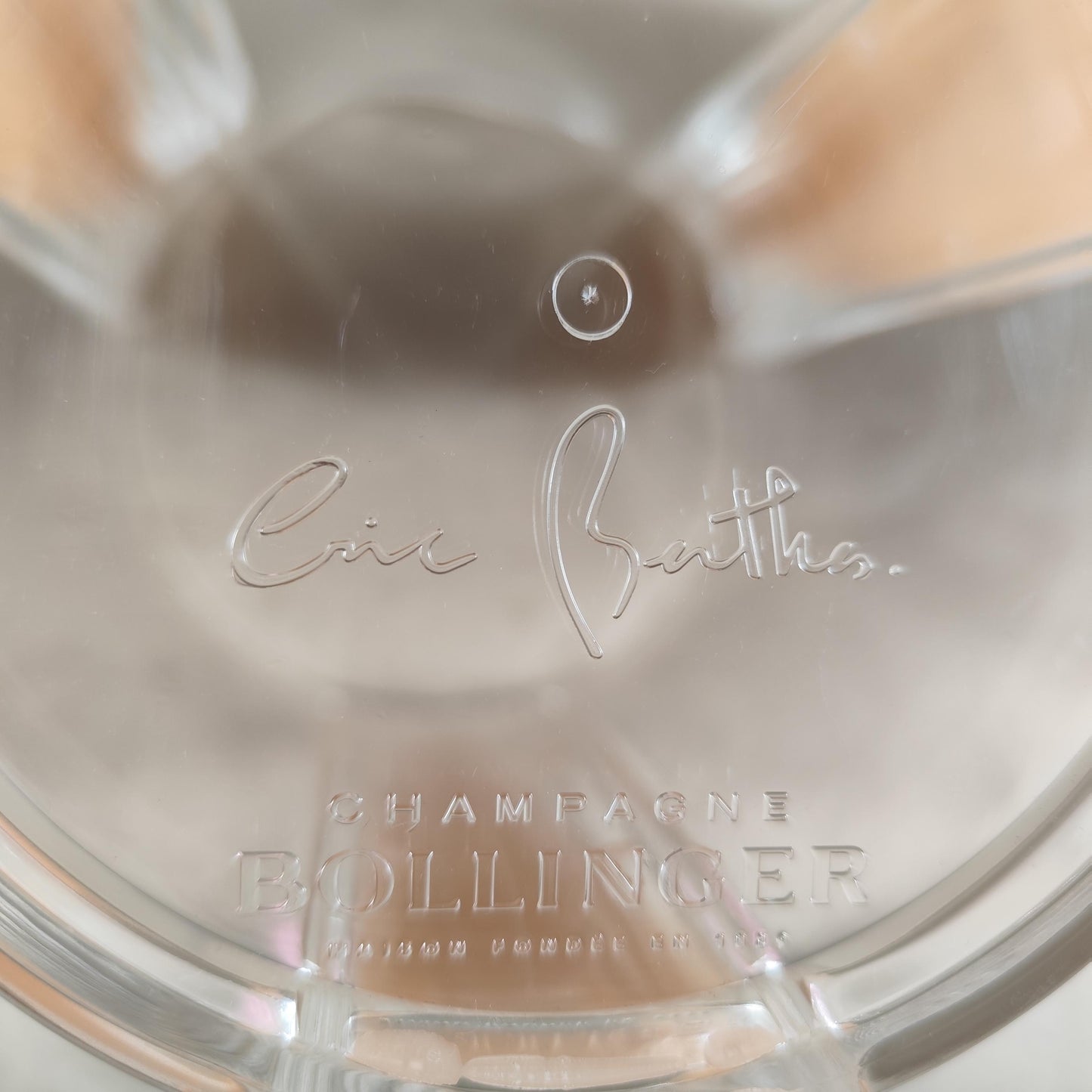 Seau à champagne Bollinger en plastique transparent Grand modèle Publicitaire