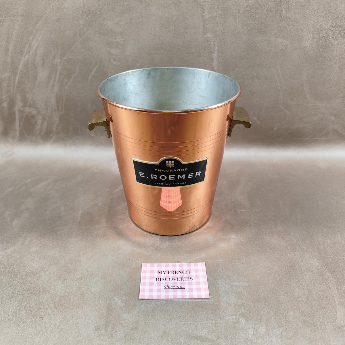 Seau à champagne E. Roemer couleur cuivre Publicitaire Épernay