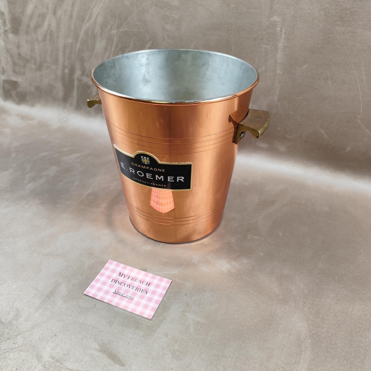 Seau à champagne E. Roemer couleur cuivre Publicitaire Épernay