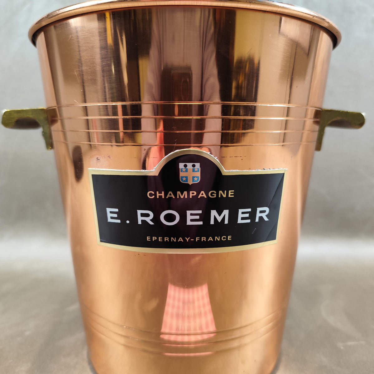 Seau à champagne E. Roemer couleur cuivre Publicitaire Épernay