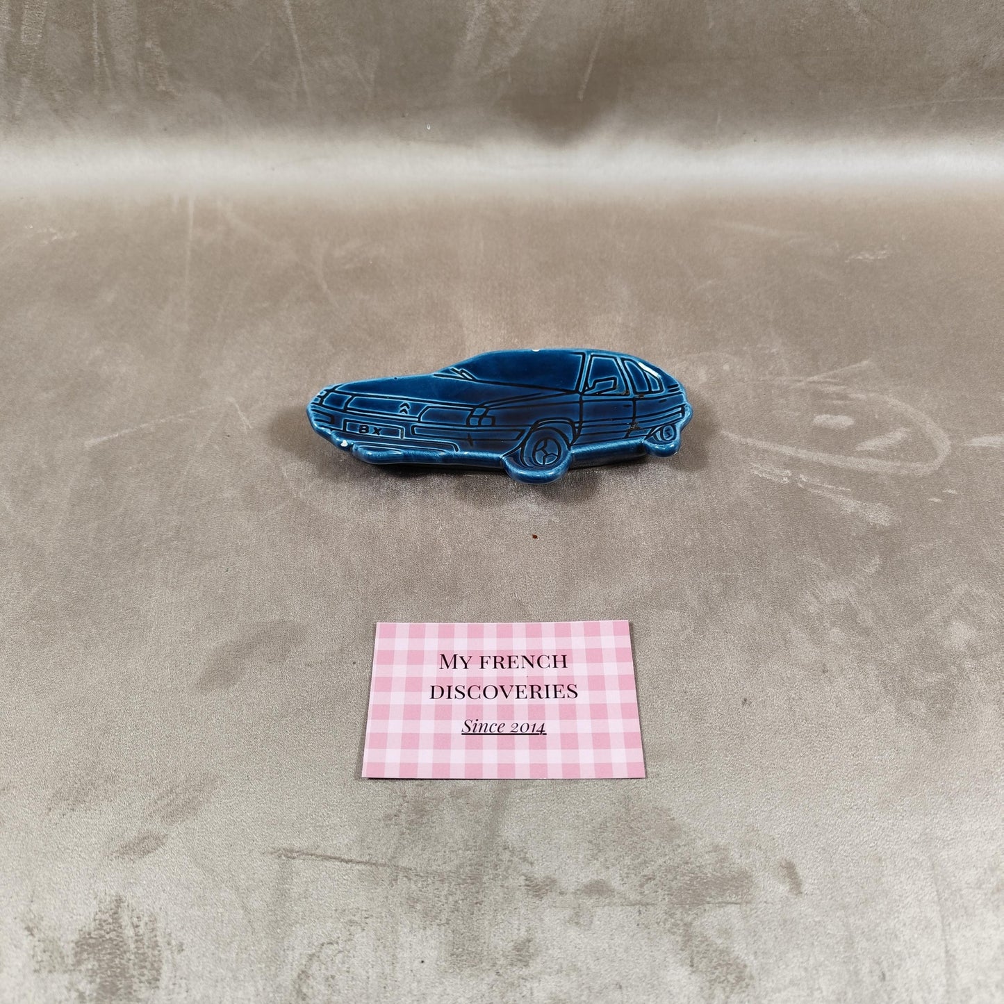 Cendrier Citroën BX en céramique bleue Publicitaire concessionnaire Vintage